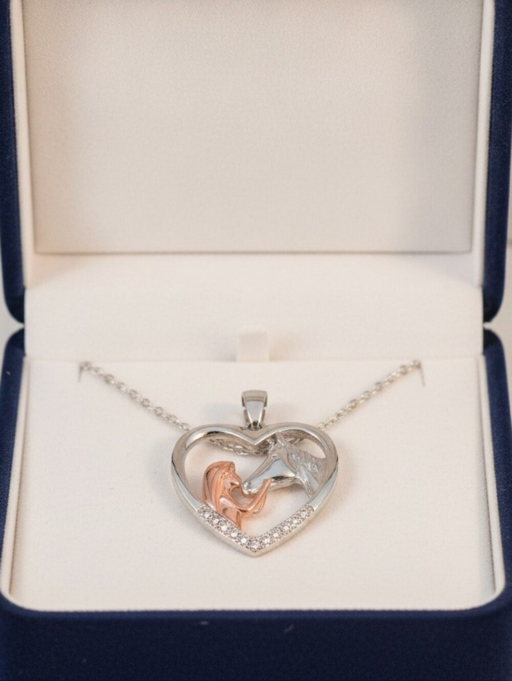 Elegant Moissanite Horse Heart Pendant